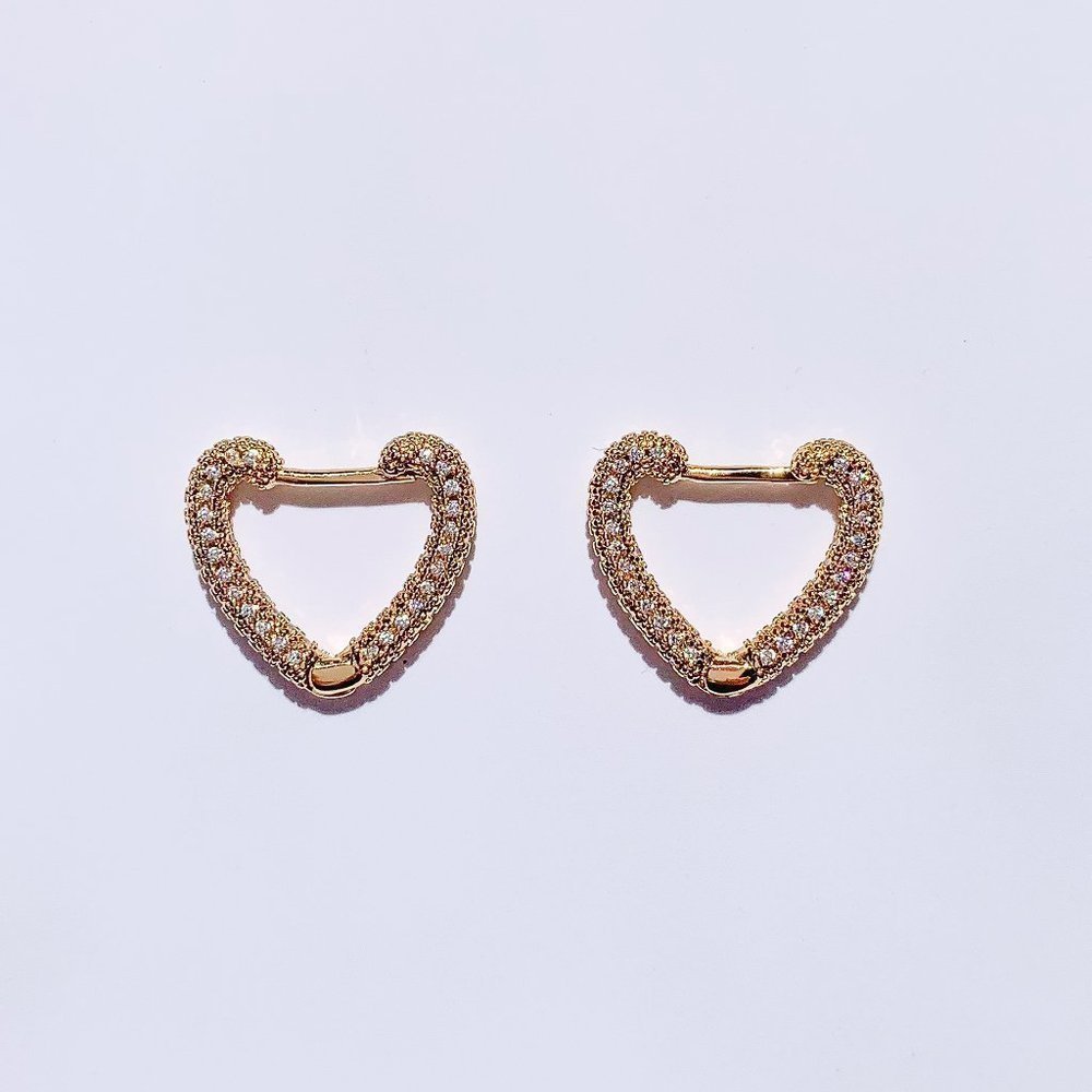 Gold Hoops Small Gold Hoops Heart Shaped Hoops